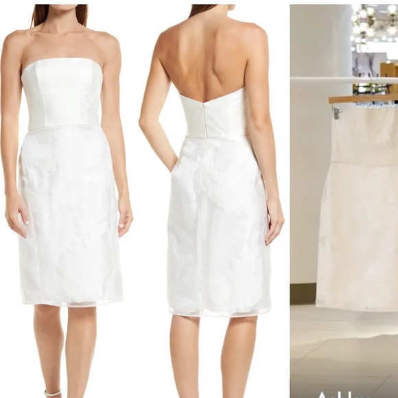 Amsale Rose Fil Coupé Strapless Cocktail Dress Wedding Reception - Picture 4 of 12